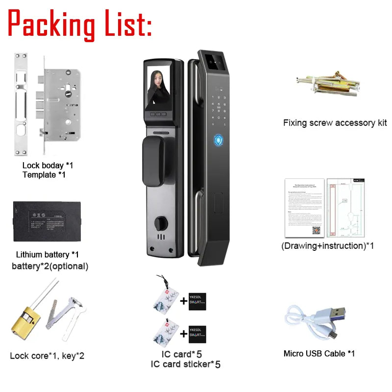 3D Face and Fingerprint Recognition Digital Door Lock/Unlock With Camera