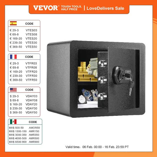 VEVOR 1.2/0.5 Cubic Feet Electronic Safe Deposit Box W/ Digital Access & Override Keys