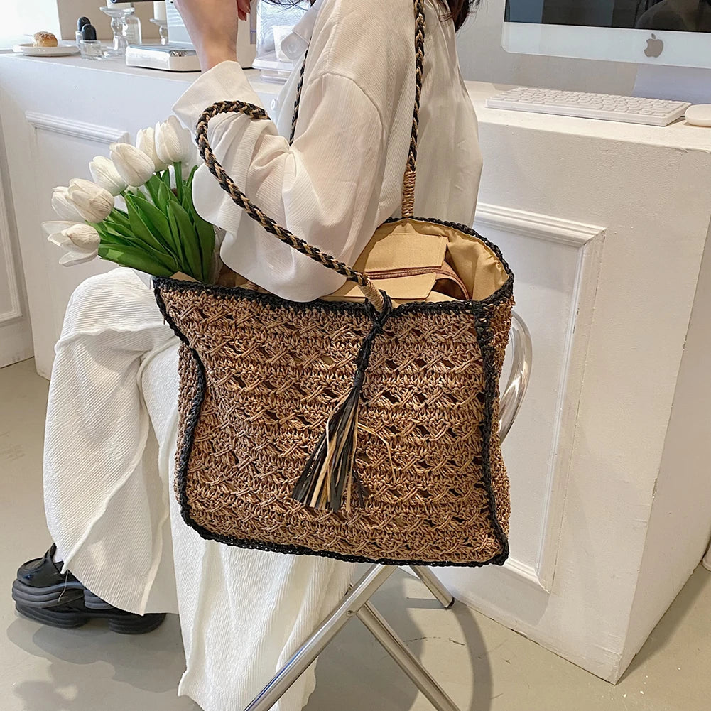 Lady's fashion woven shoulder bag