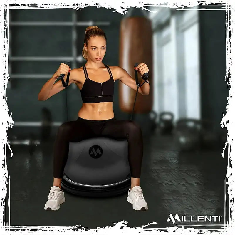 Yoga Ball Chair with Stability Base Ring & Fitness Resistance Bands for Home Gym