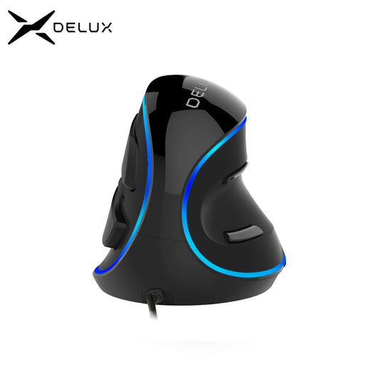 Delux M618 PLUS Ergonomic Vertical Gaming Mouse, 6 Buttons 4000 DPI RGB Wired/Wireless Right Hand Mice For PC Laptop Computer