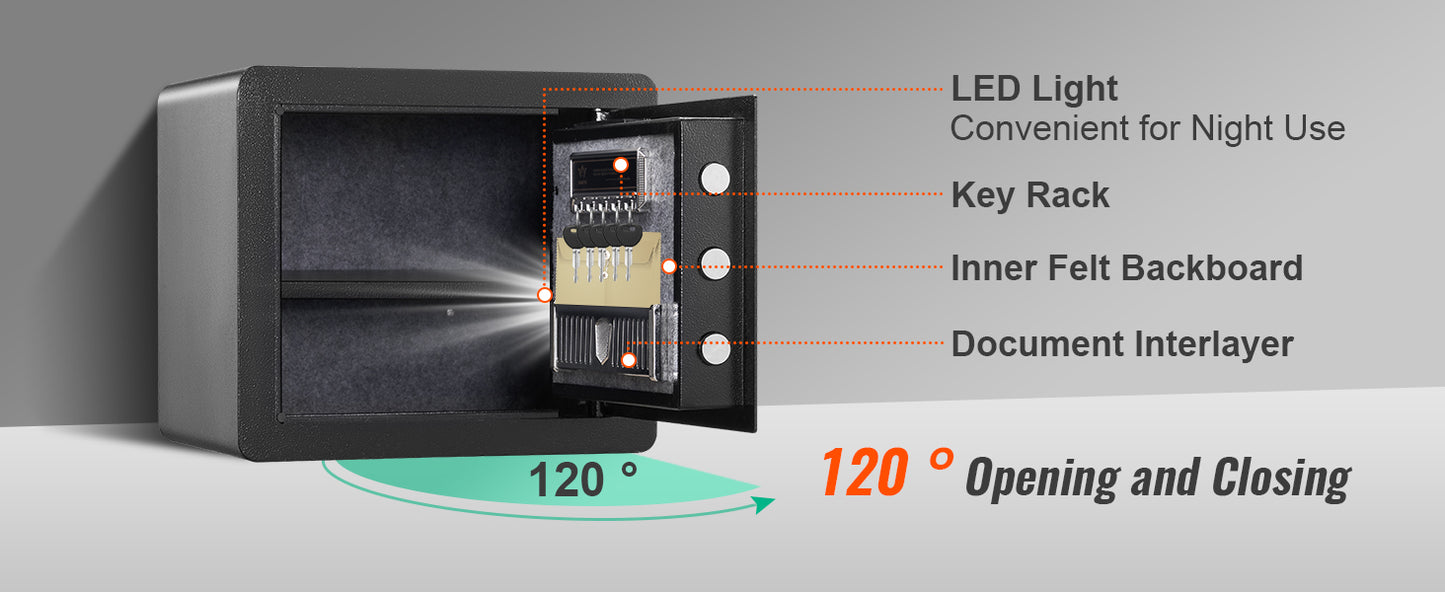 VEVOR 1.2/0.5 Cubic Feet Electronic Safe Deposit Box W/ Digital Access & Override Keys